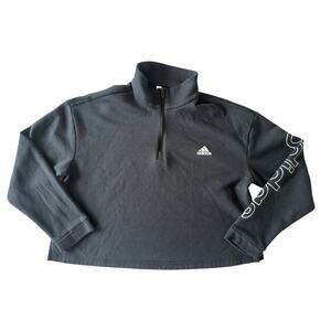 Adidas Women’s Cropped Half-Zip Sweatshirt - Size 2X - Side Slits - Logo Sleeve